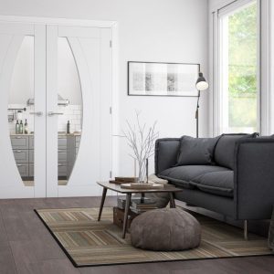 Internal White Primed Ravello (CLEAR GLASS) Rebated Door Pair